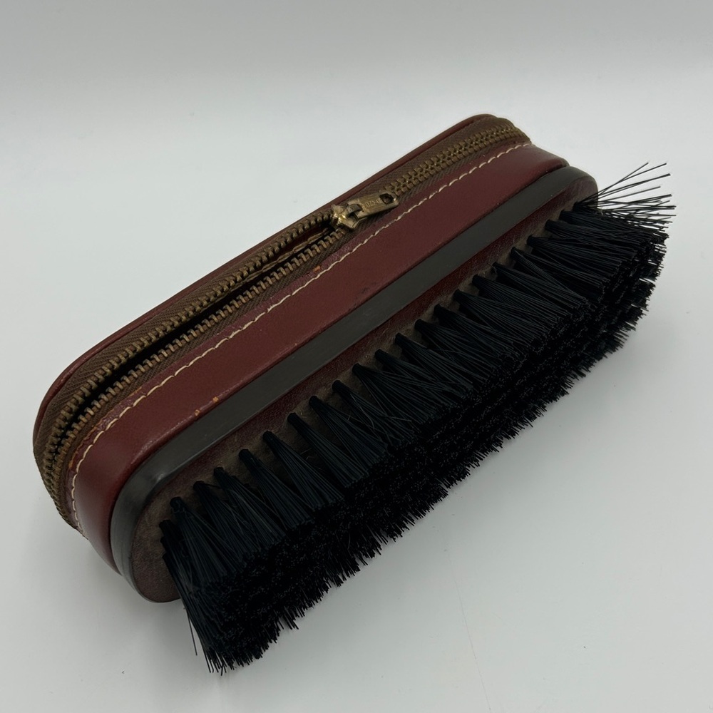 Hickock Valet Brush Zipper Case Top Grain Cow Hide Leather Brown / Accessories